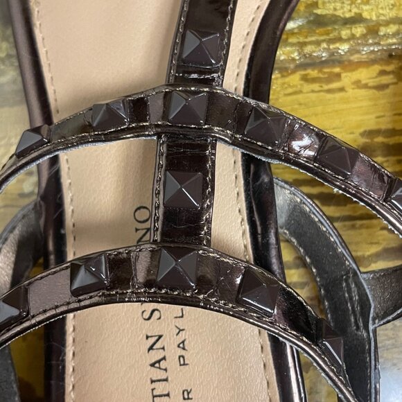 Christian Siriano Payless Rock Stud Metallic Thong Double Strap Sandals Sz 7.5 - Picture 2 of 7